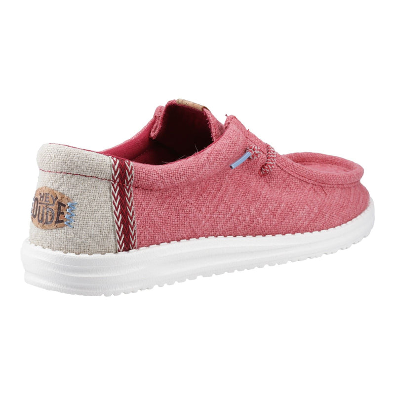 HEYDUDE Wally Jute Chaussures Mocassins En Toile Pour Homme Rouge Foncé /Argenté Birch