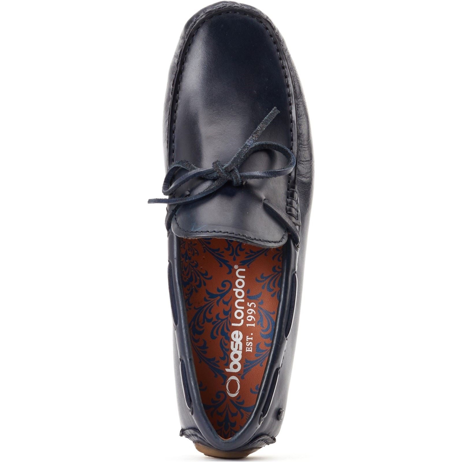 Base London Brooks Mocassins En Cuir Pour Hommes Bleu Marine