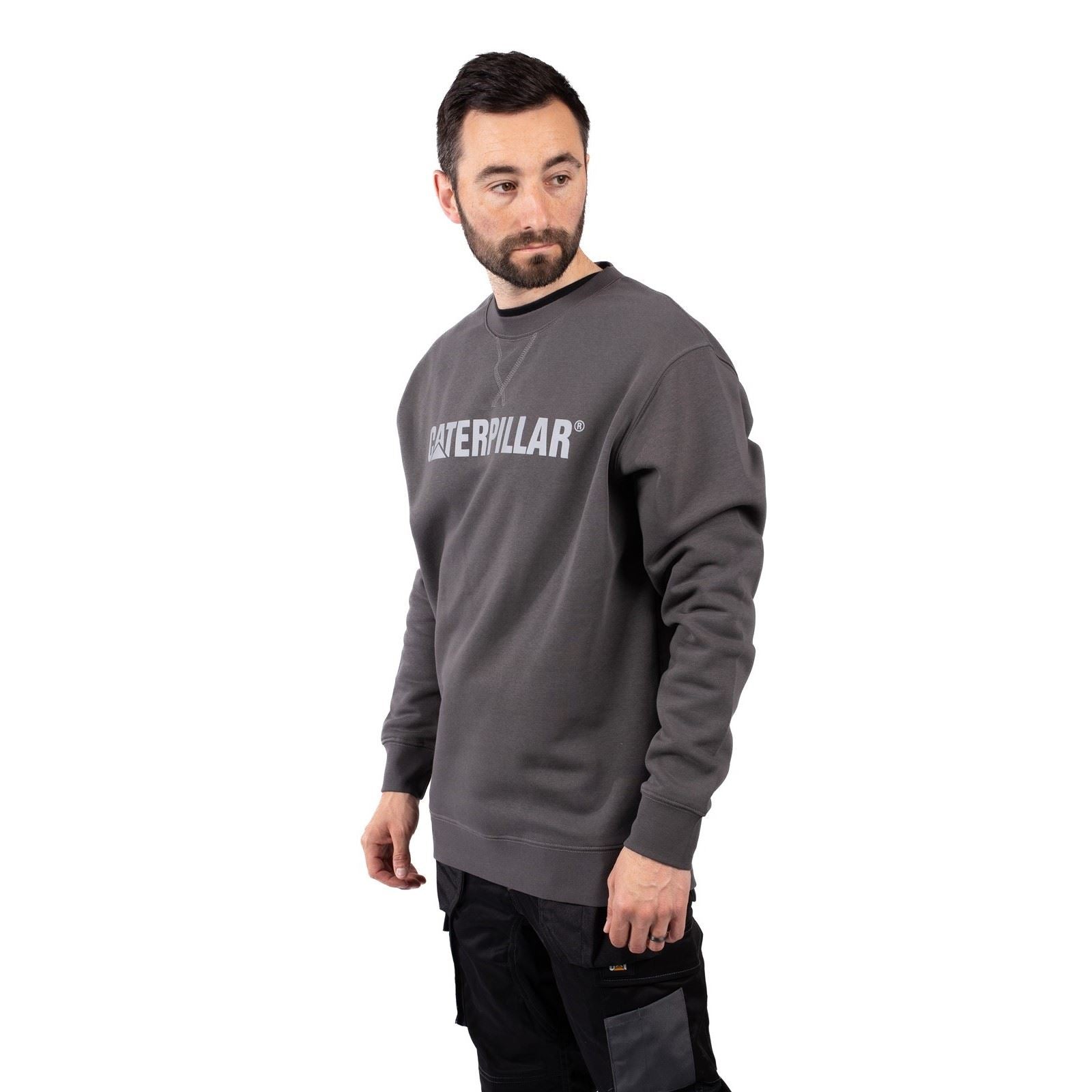 Caterpillar Midweight Crewneck Sweatshirt En Coton Pour Homme Gris
