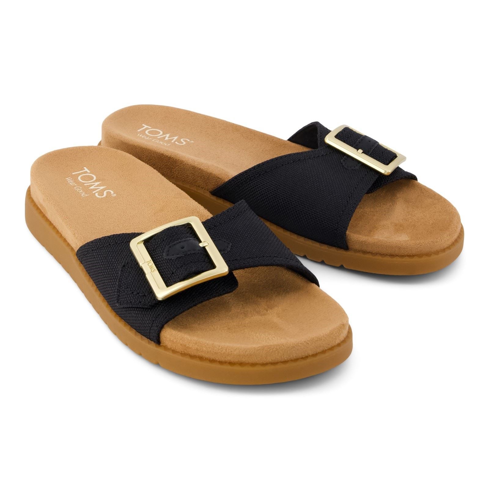 TOMS Marin Sandales Noires En Textile Pour Femmes
