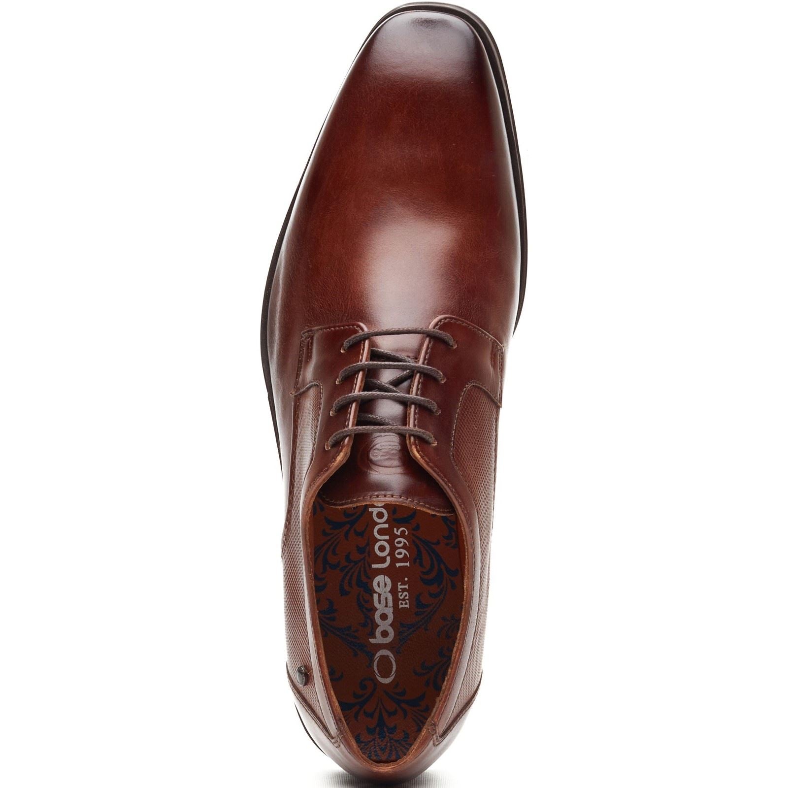 Base London Dome Lace Up Chaussures En Cuir Pour Hommes En Tan Brûlé À Lacets