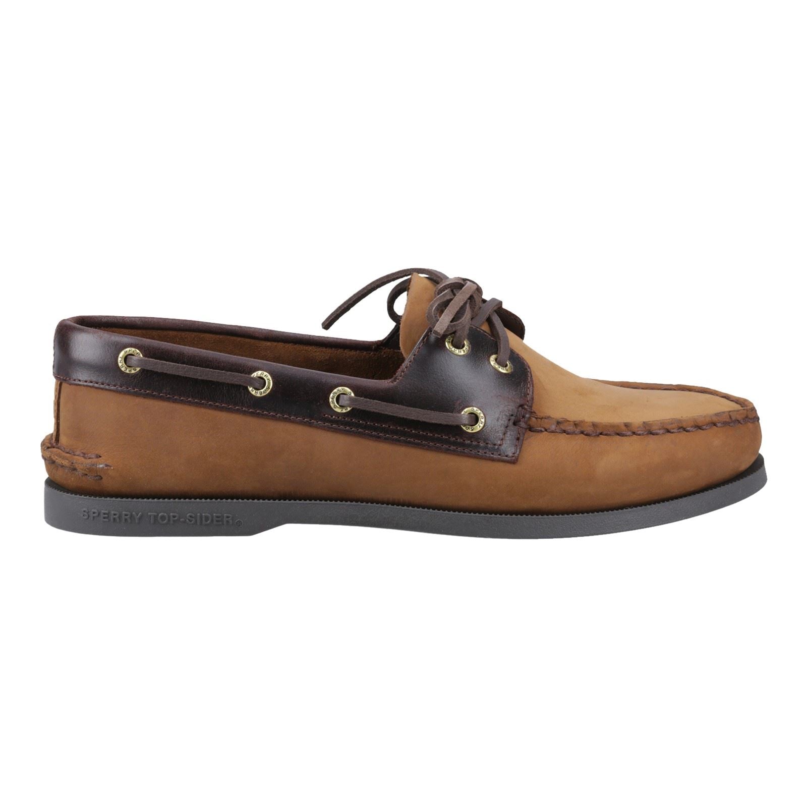 Sperry Authentic 2 Eye Chaussures Bateau Pour Hommes En Cuir Marron Assorti