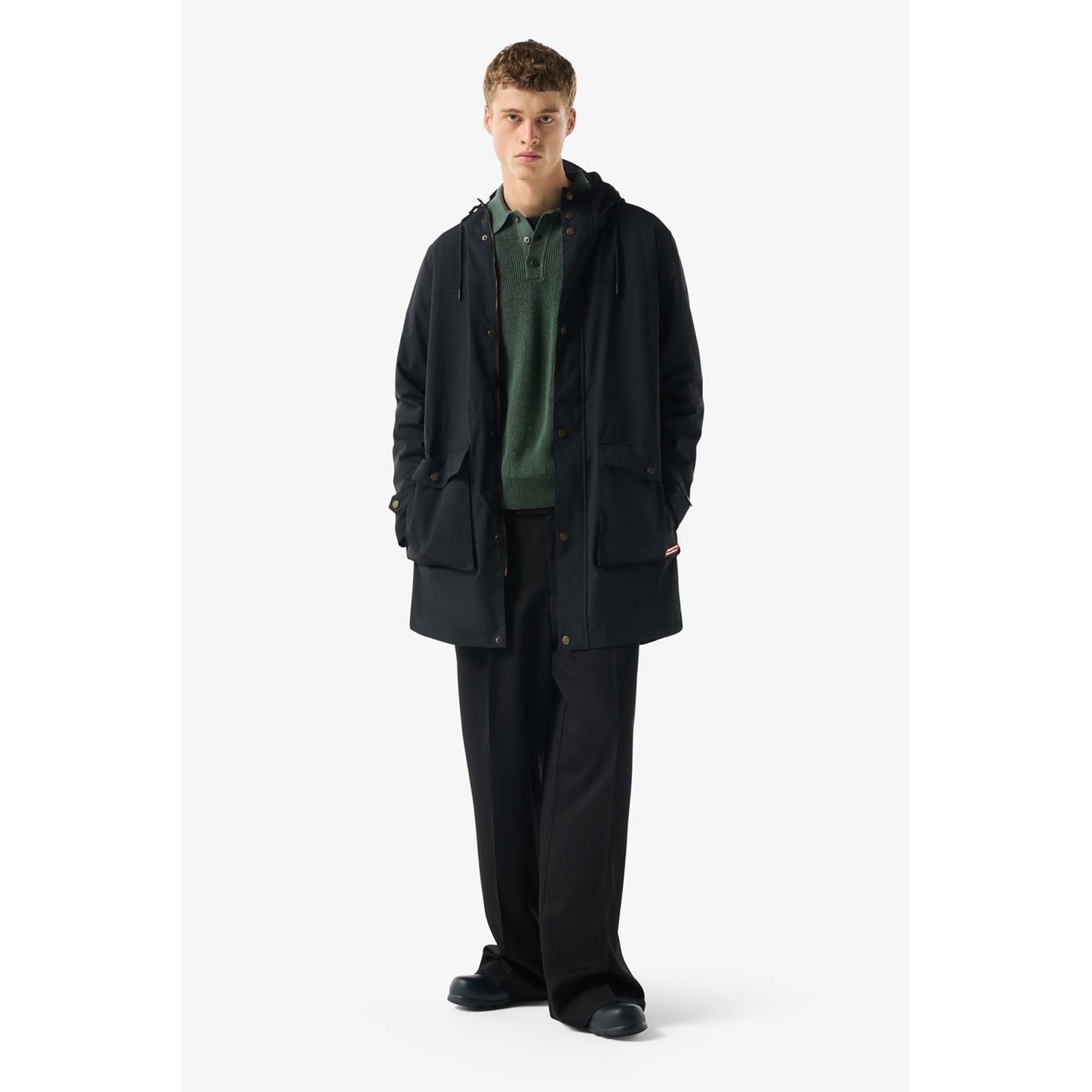 Hunter Lightweight Waterproof Parkas De Pluie Noirs Pour Hommes