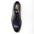 Base London Script Washed Chaussures Oxford En Cuir Pour Homme, Couleur Bleu Marine