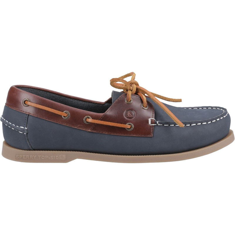 Sperry Tacoma Chaussures Bateau En Cuir Pour Hommes, Bleu Marine/Marron