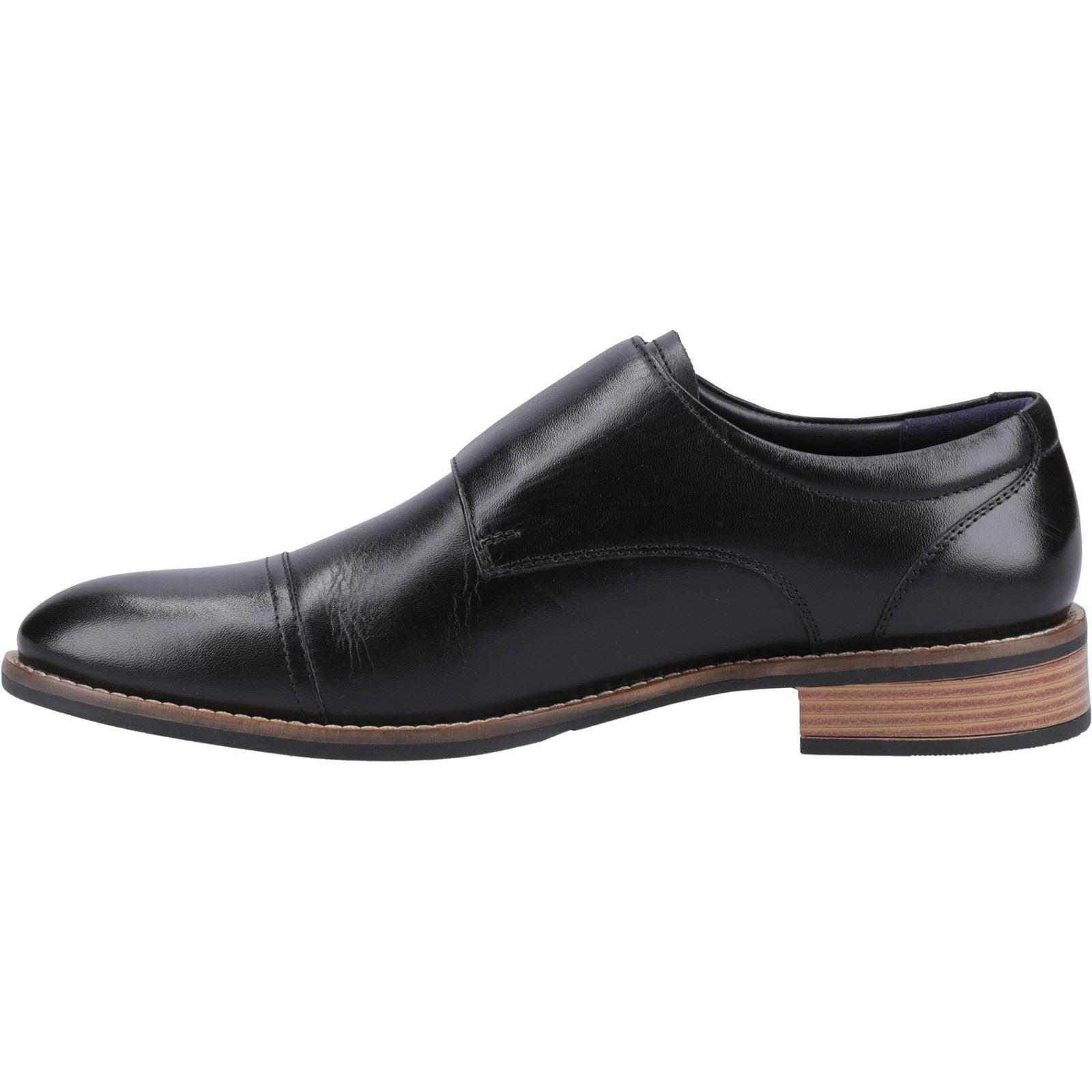 Hush Puppies David Chaussures Double Boucle Noires Pour Homme En Cuir