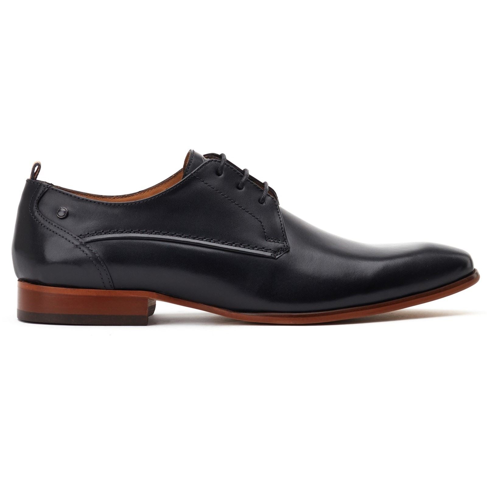 Base London Gambino Excel Chaussures En Cuir Noir À Lacets Pour Hommes