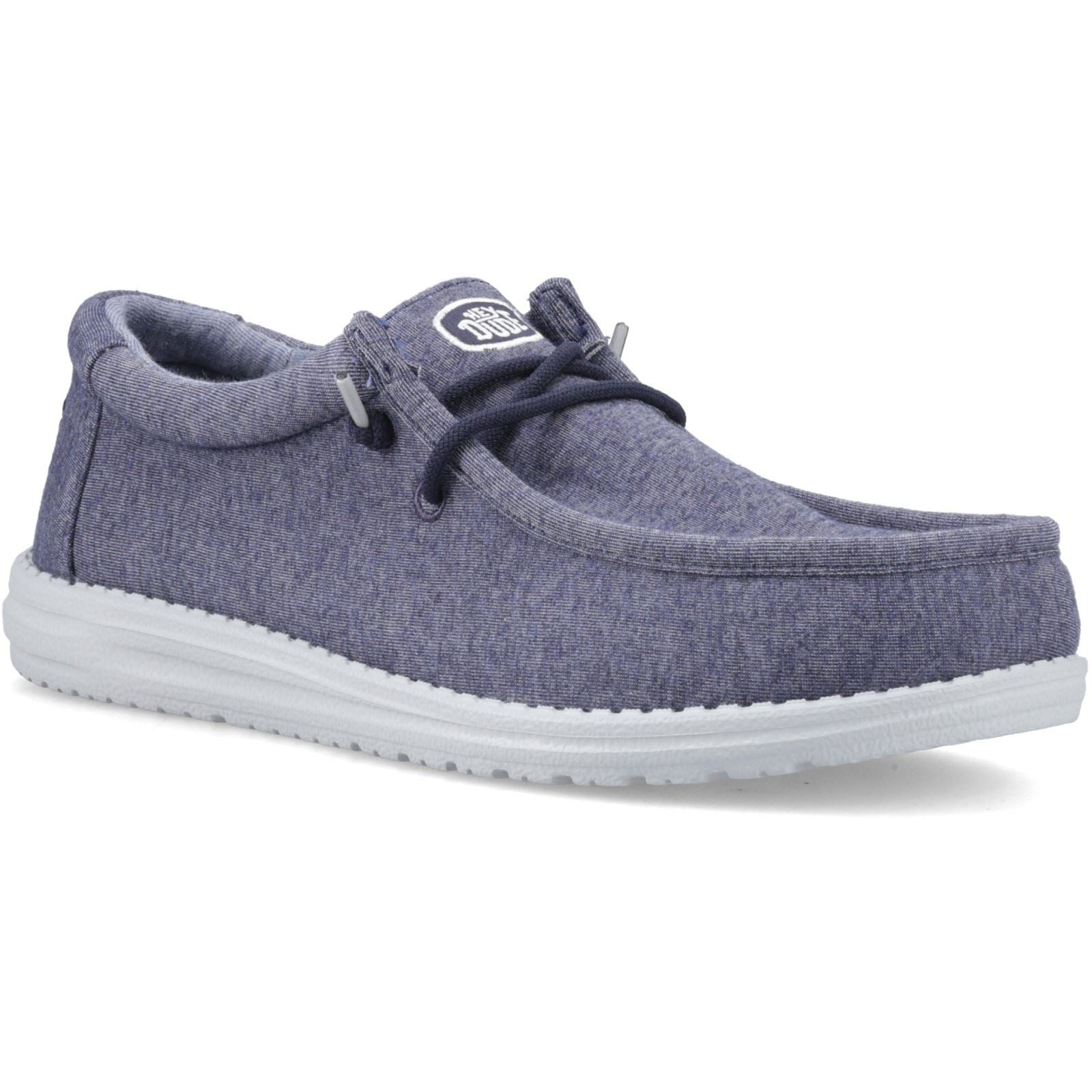 HEYDUDE Wally Stretch Jersey Chaussures Mocassins En Coton Pour Hommes Bleu Marine