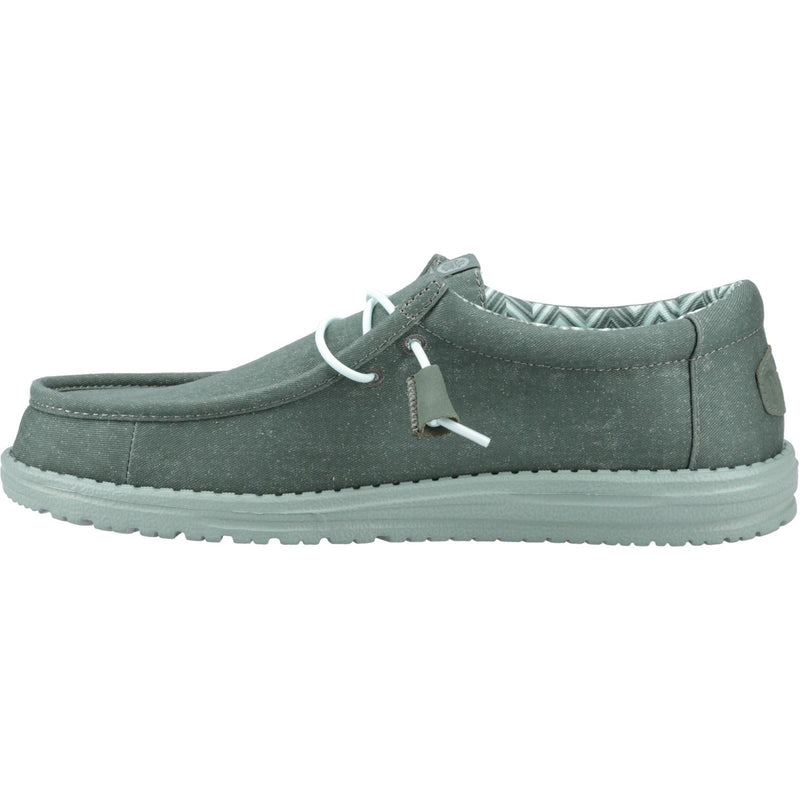 HEYDUDE Wally Canvas Chaussures Mocassins Pour Hommes En 100% Coton Vert Canard/Vert Iceberg