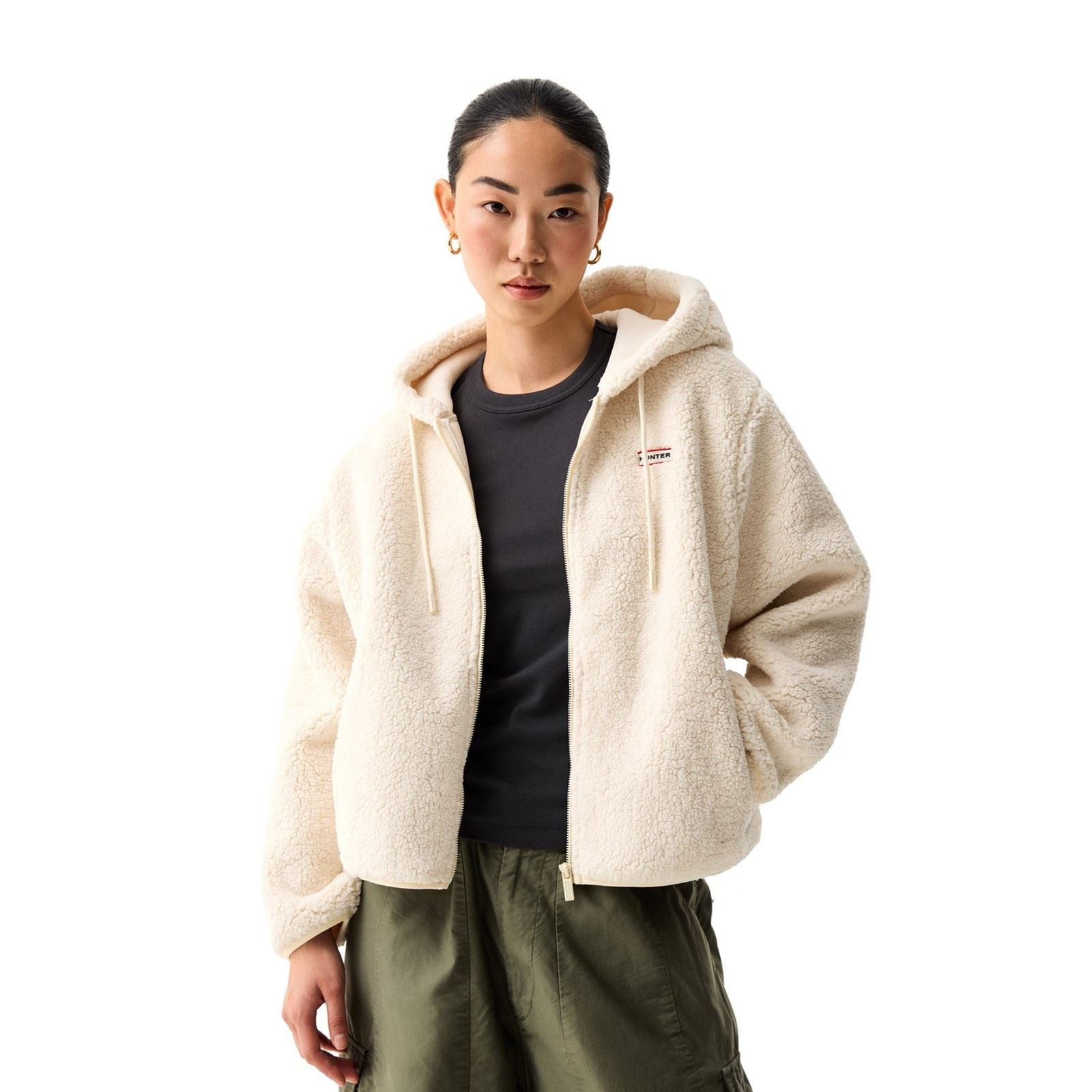 Hunter Bonelle Borg Jacket Vestes En Polaire Blanches Pour Femmes