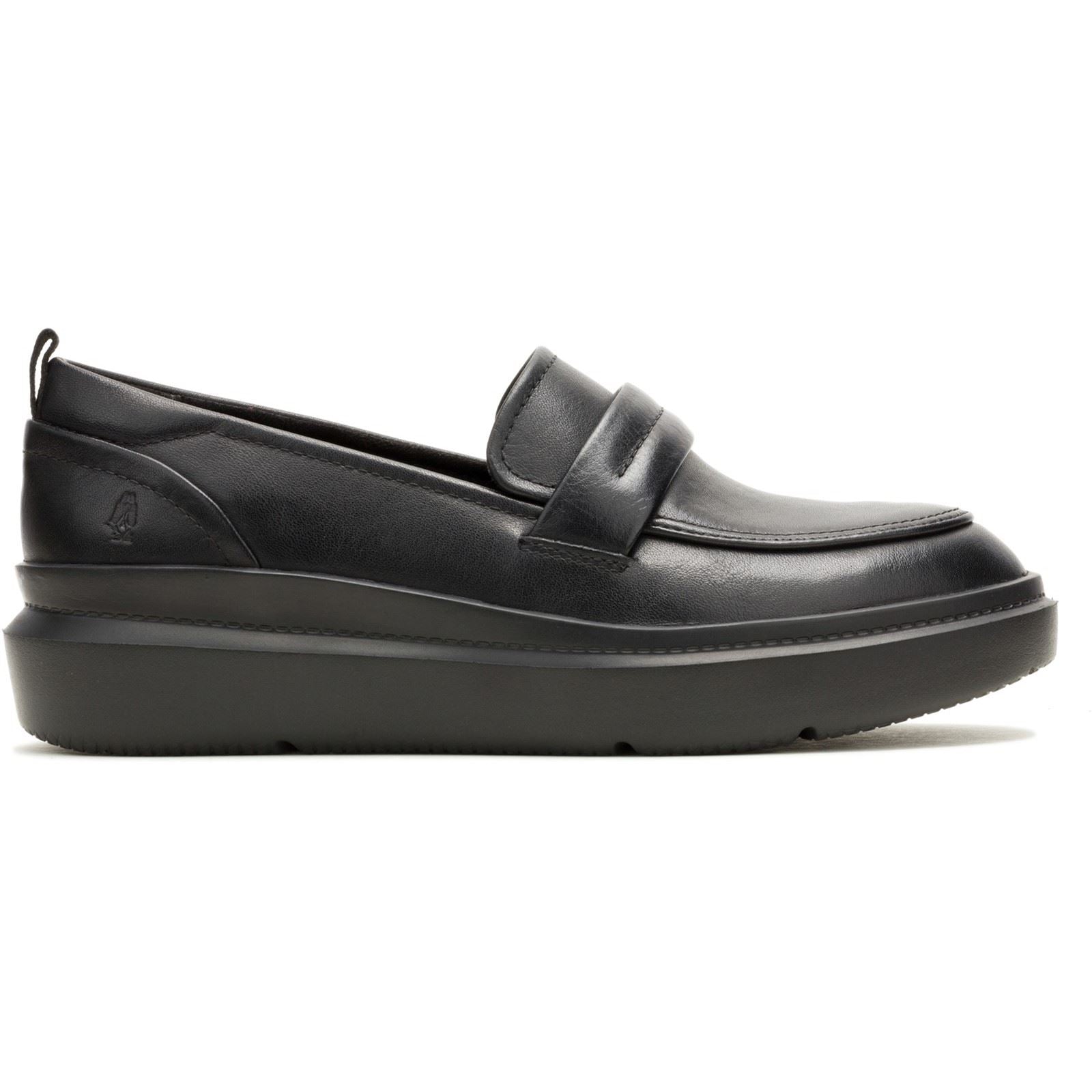 Hush Puppies Joy Penny Chaussures Mocassins Pour Femmes En Cuir Noir/Noir