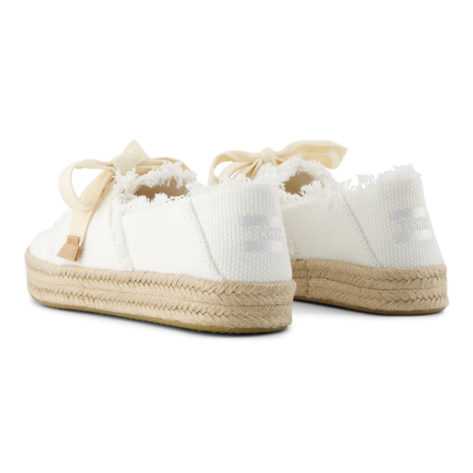 TOMS Carolina Lace Up Espadrilles Blanches En Coton Pour Femmes À La Plage