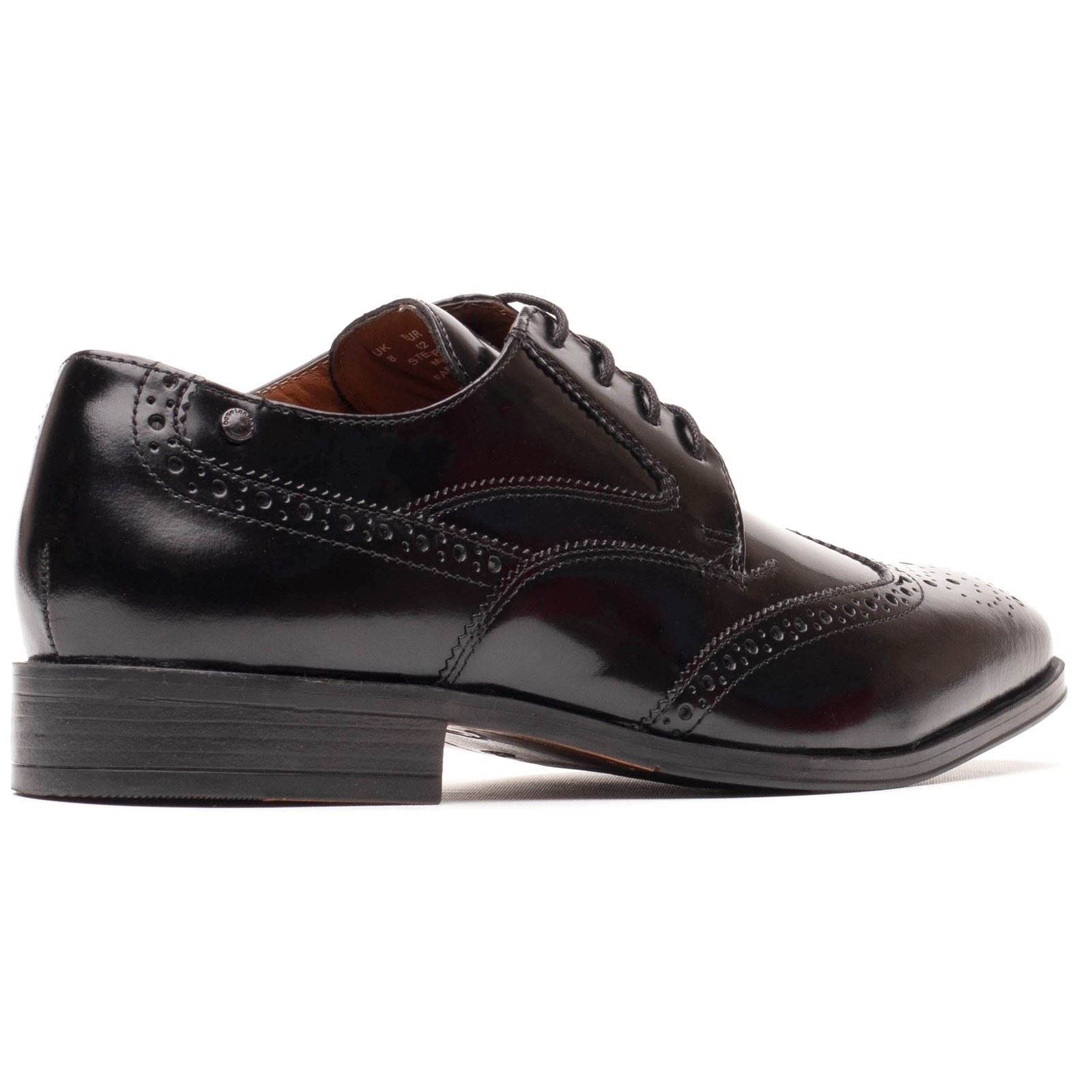 Base London Steeple Chaussures En Cuir Pour Hommes Richelieu Noir Brillant