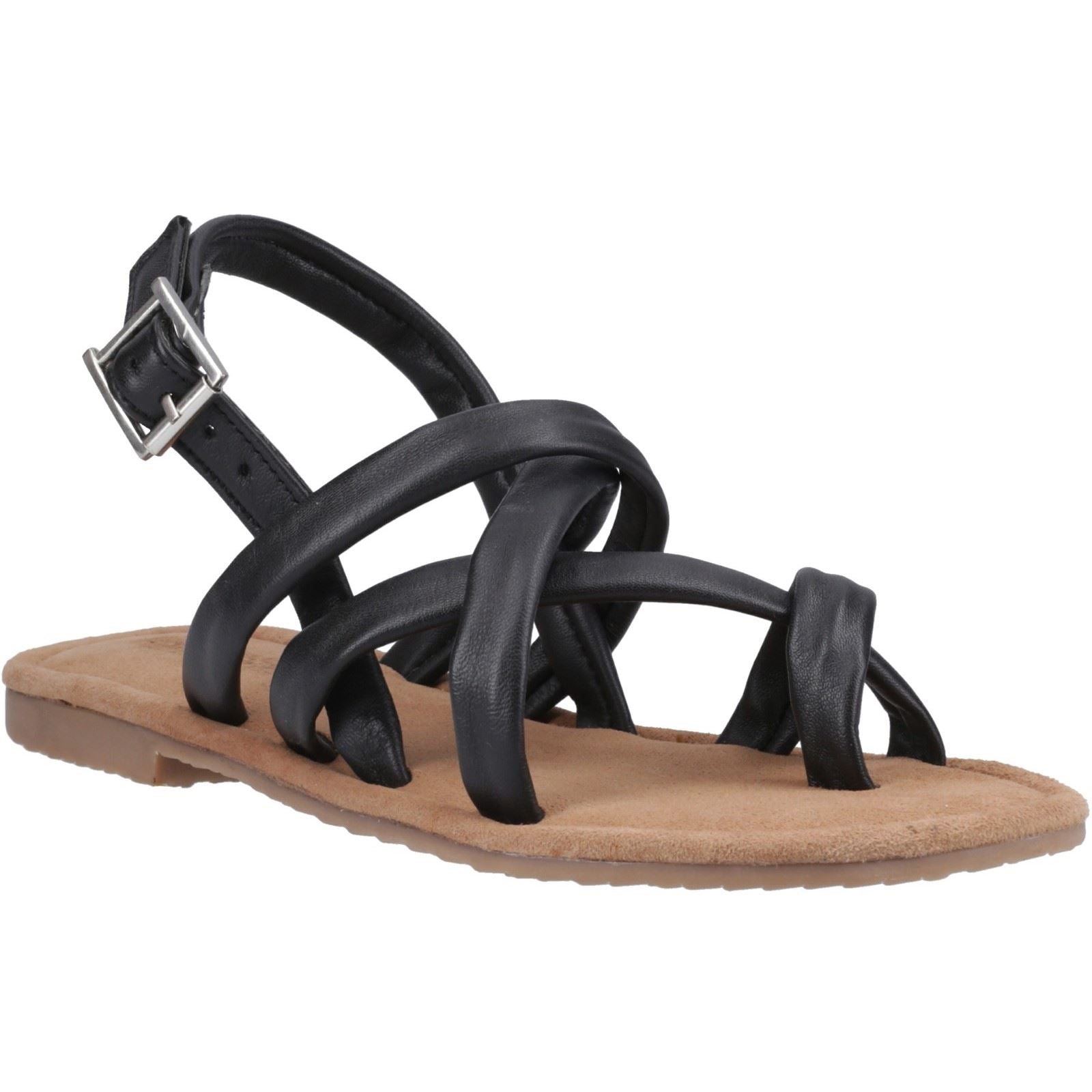 Hush Puppies Hope Sandales Noires Pour Femmes En Cuir