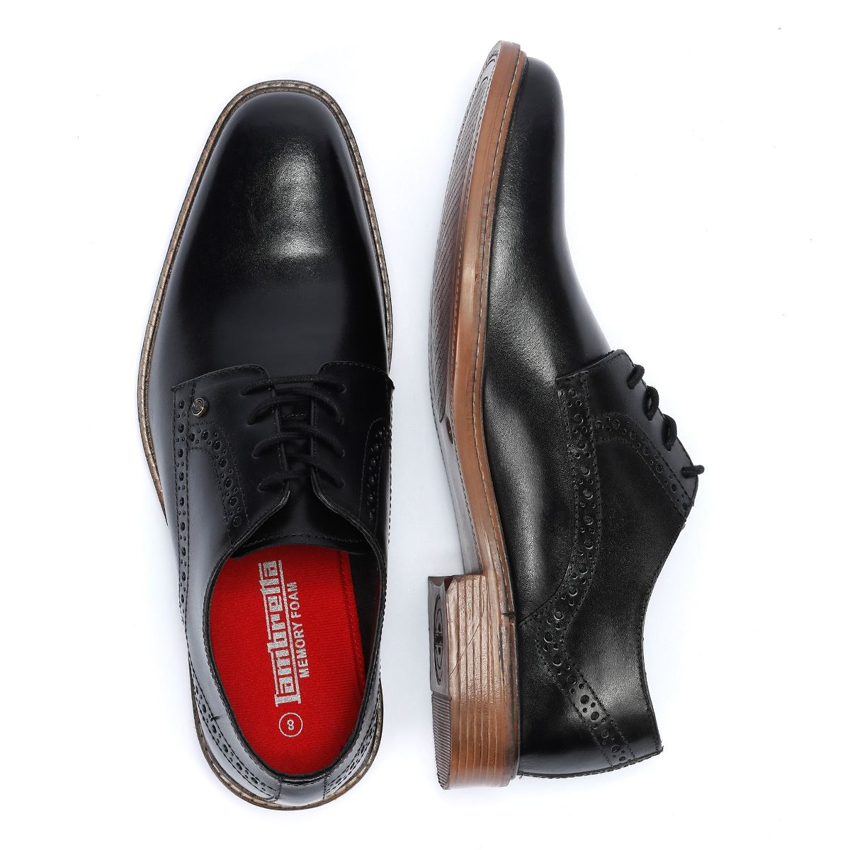 Lambretta Harvey Derby Chaussures À Lacets En Cuir Noir Pour Hommes