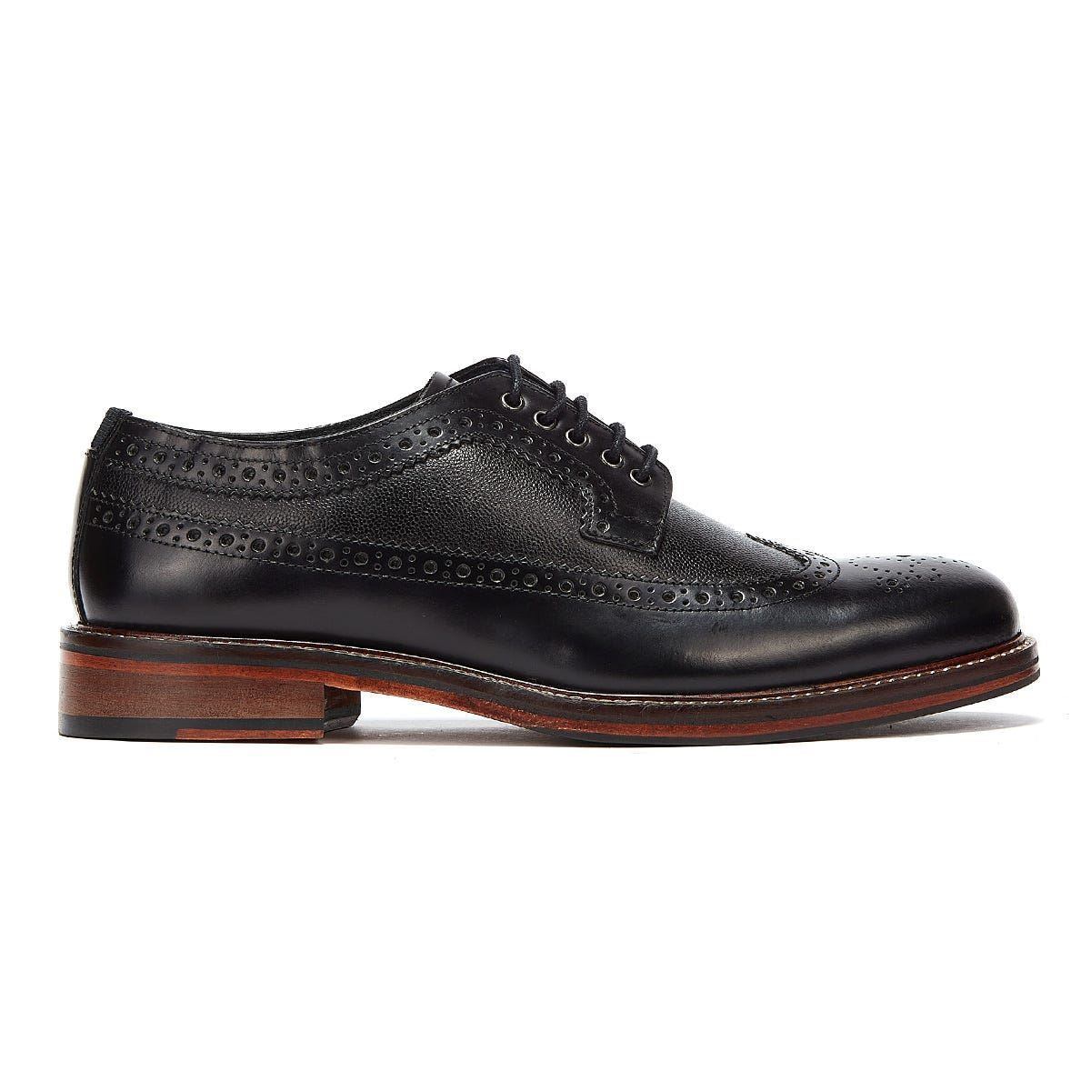 Ben Sherman Archie Brogue Chaussures En Cuir Noir À Lacets Pour Hommes
