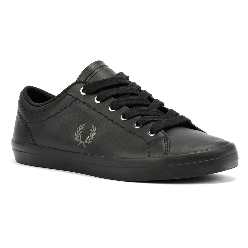 Fred Perry Baseline Baskets En Cuir Noir Pour Hommes