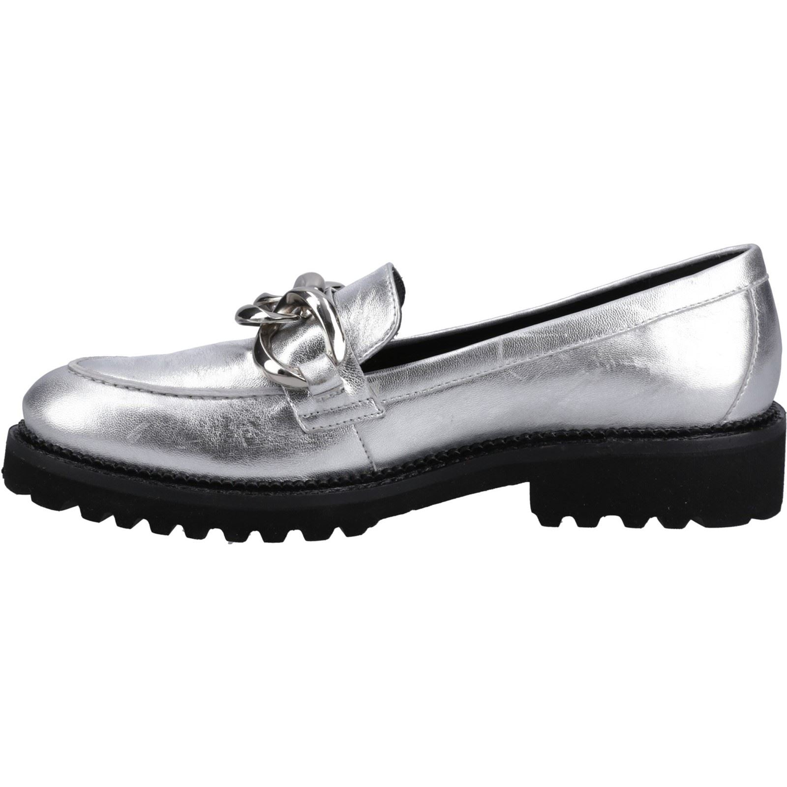 Hush Puppies Gianna Chaussures Plates Argentées Pour Femmes En Cuir