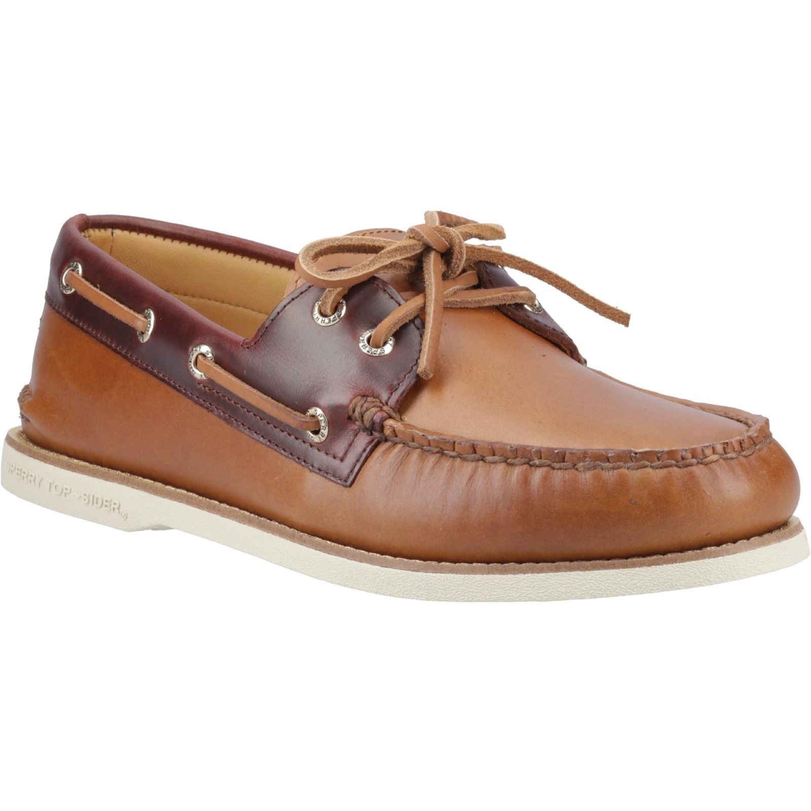 Sperry Authentic Gold Cup Chaussures Bateau En Cuir Pour Homme, Marron Clair/Marron