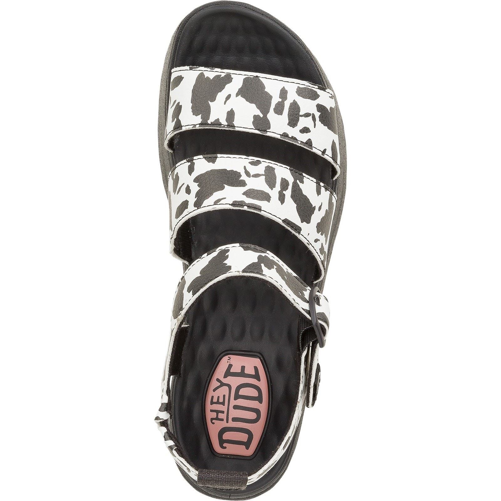 HEYDUDE Delray Buckle Animal Sandales Noires/Blanches Pour Femmes En Synthétique