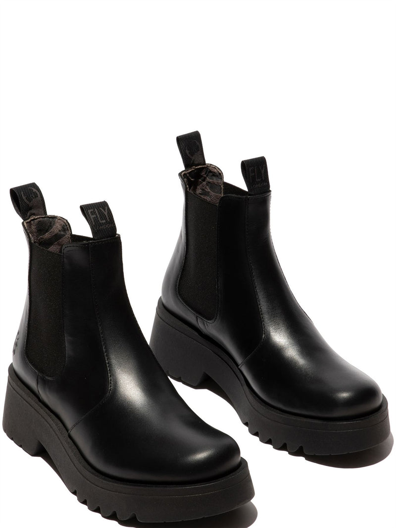 Fly London Medi Bottes En Cuir Noires Pour Femmes