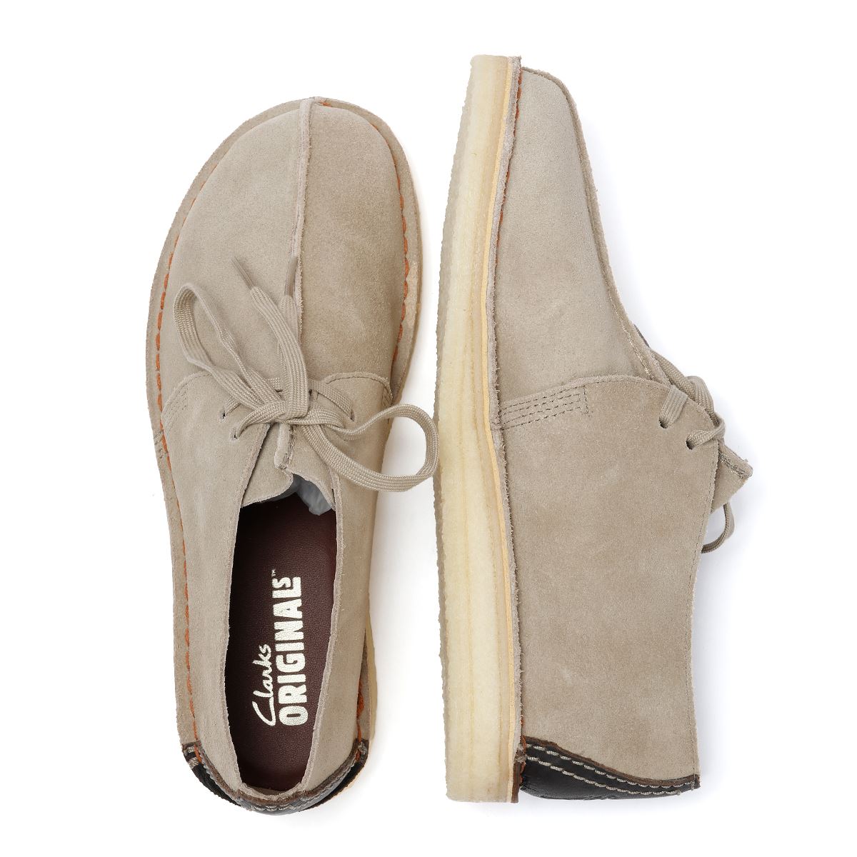 Clarks Originals Desert Trek Chaussures À Lacets Beiges Pour Hommes Suede