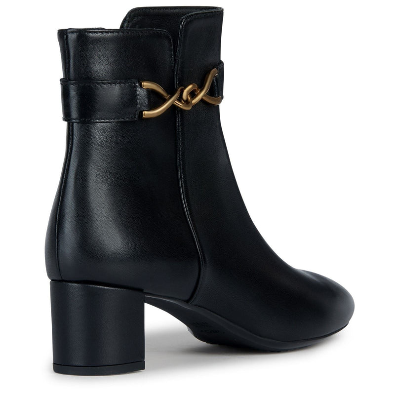 Geox D Pheby Bottes Noires En Cuir Pour Femmes