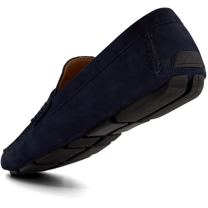 Dune Bradlay Chaussures Mocassins Bleues Pour Homme En Suède