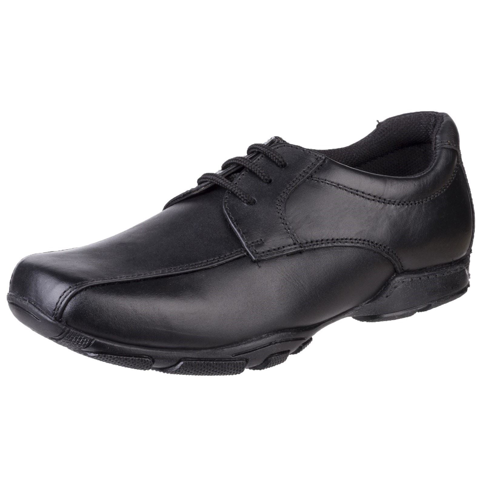 Hush Puppies Vincente Senior Chaussures Noires Pour Garçons En Cuir
