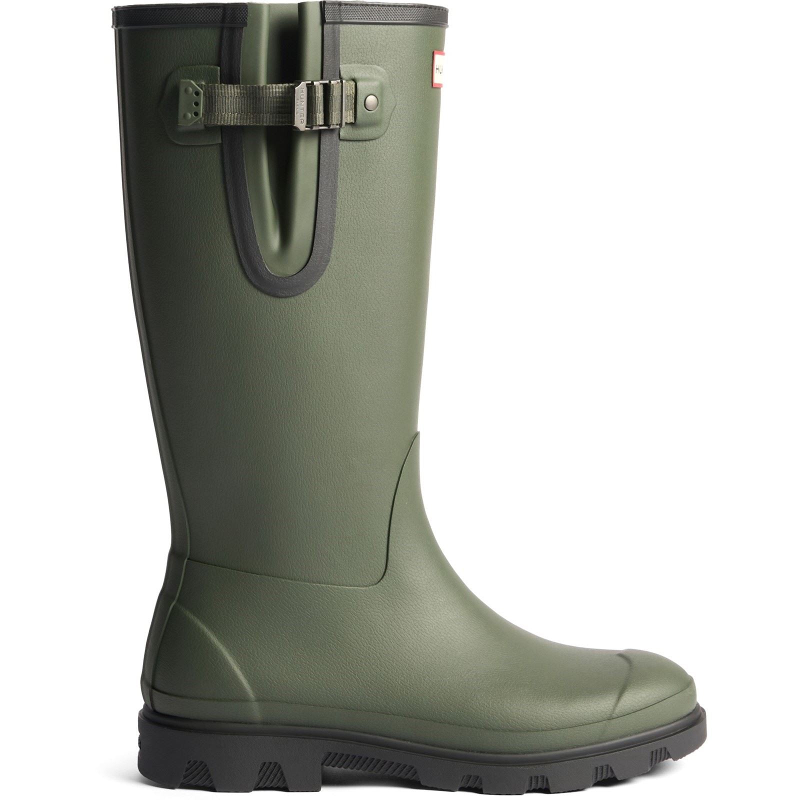 Hunter Field Downpour Adjustable Bottes De Wellington En Caoutchouc Pour Hommes Vert Olive Foncé/Noir