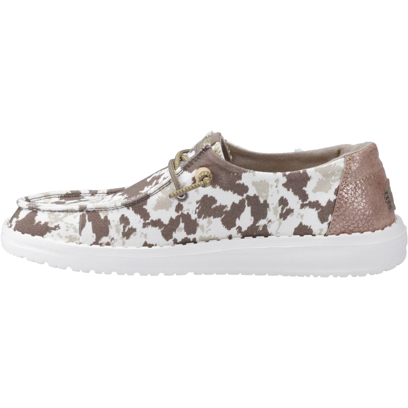 HEYDUDE Wendy Disco Cow Mocassins Beiges En Coton Pour Femmes