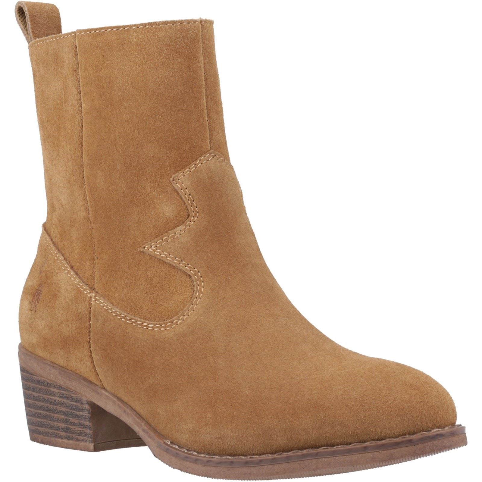 Hush Puppies Ida Stitch Boot Bottes À Talons En Cuir Pour Femme Couleur Tan