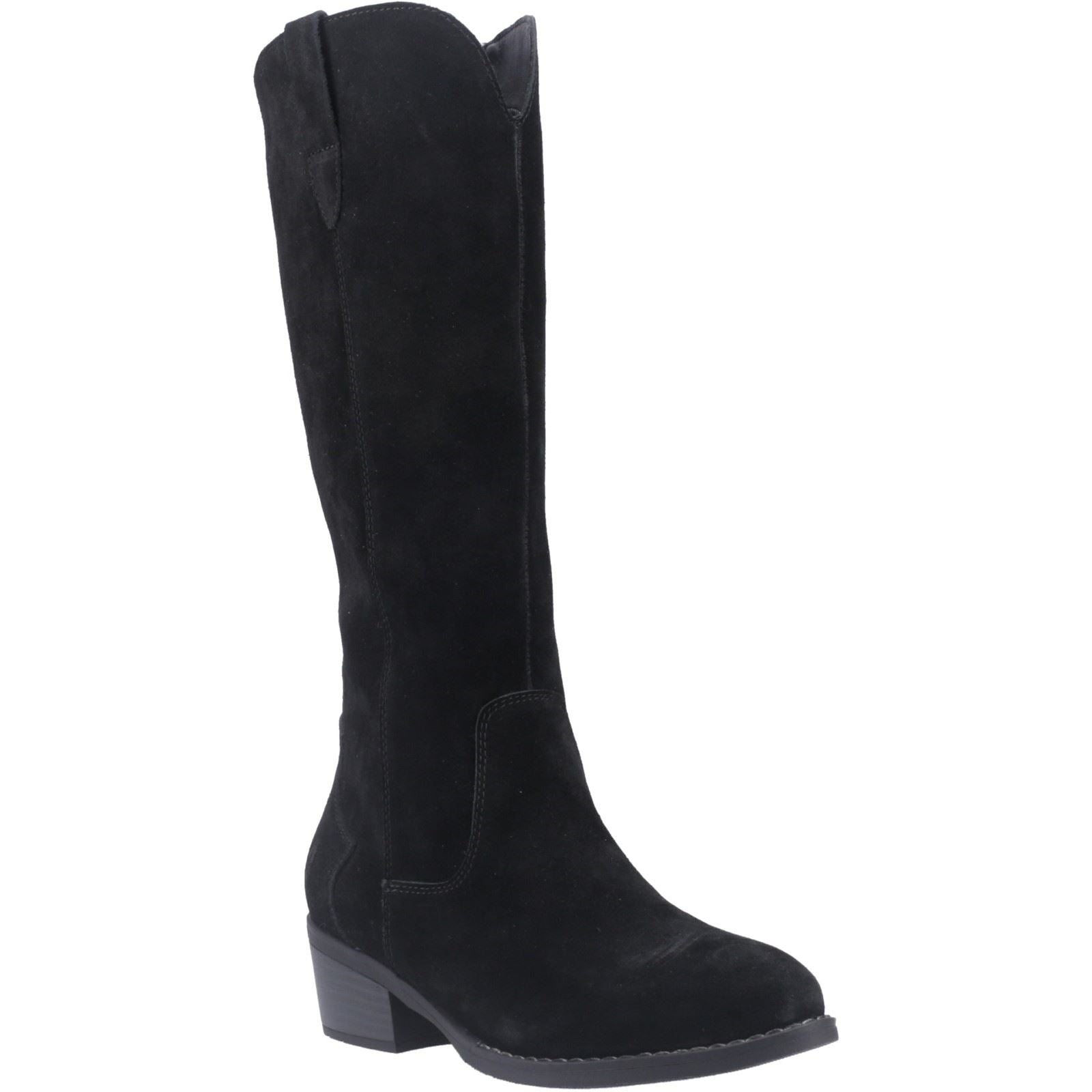 Hush Puppies Isabella Femmes Suédoises Bottes Noires À Talons Hauts Jusqu'aux Genoux