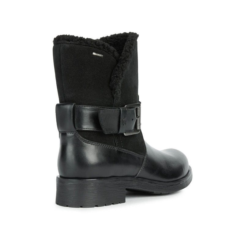 Geox D Rawelle B ABX A Bottes En Cuir De Vache Pour Femme, Couleur Noire