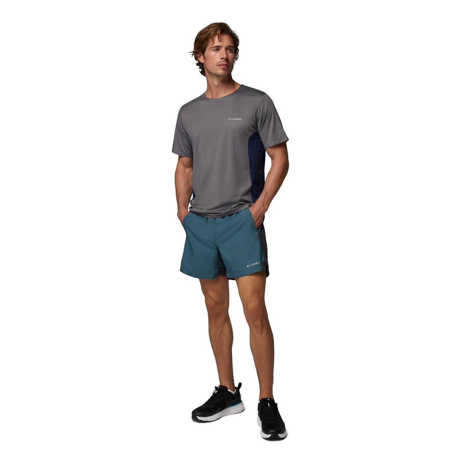 Columbia Three Pitch Shorts De Sport Bleus En Polyester Pour Homme