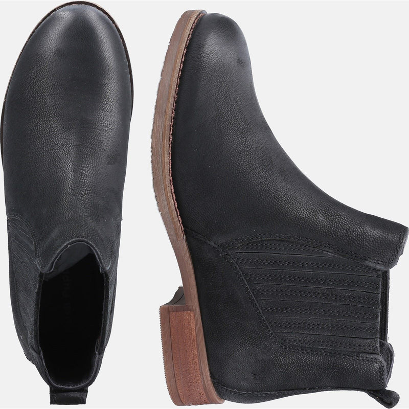 Hush Puppies Edith Bottes Noires En Cuir Pour Femmes