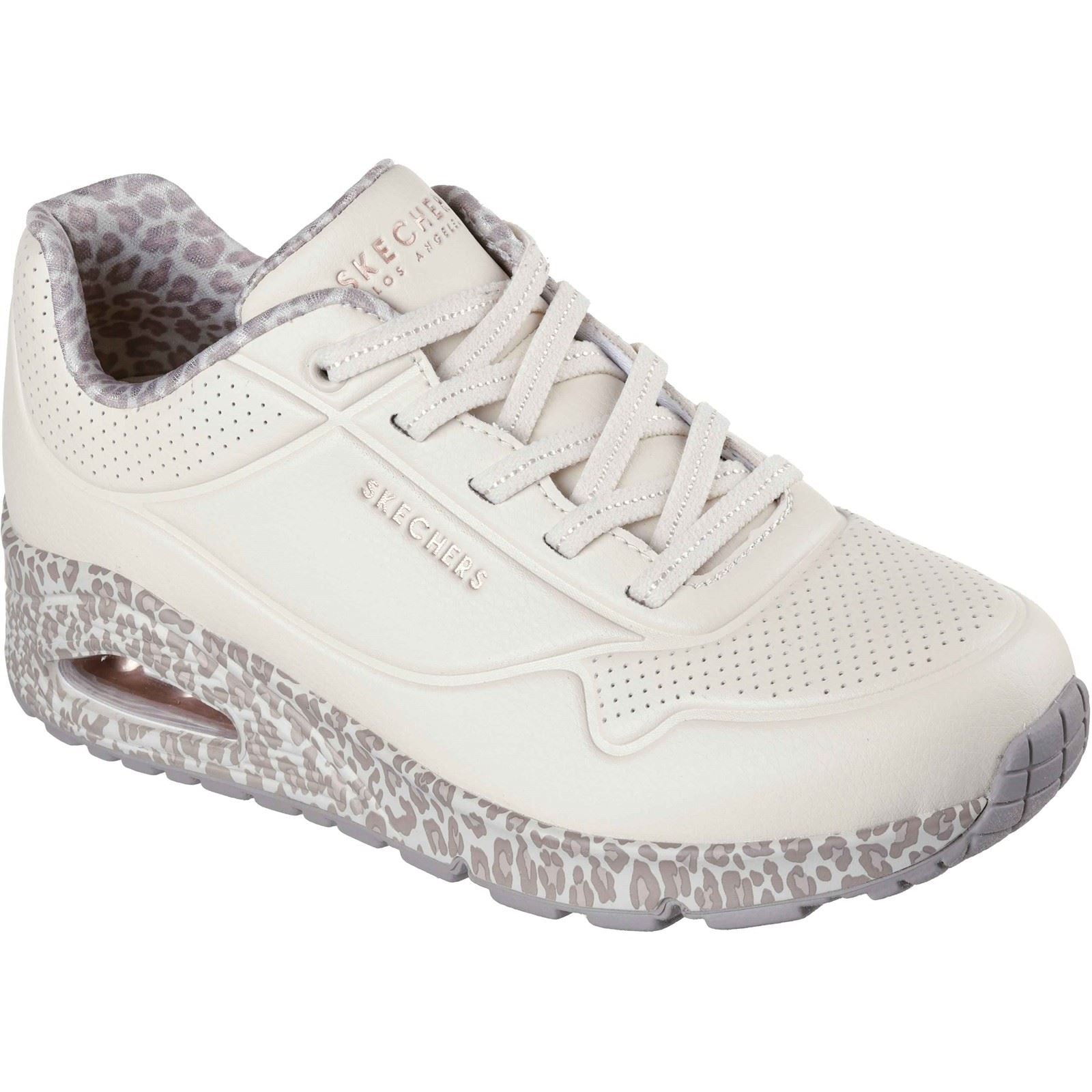 Skechers Uno Safari Time Baskets Blanches/ Léopard En Polyuréthane Pour Femmes