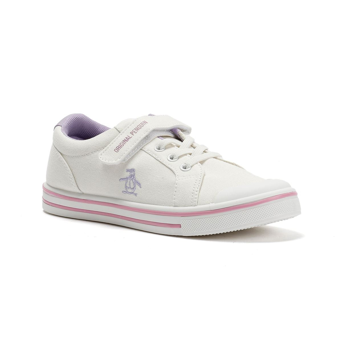 Penguin Junior Rainbow Baskets Blanches Pour Filles En Toile
