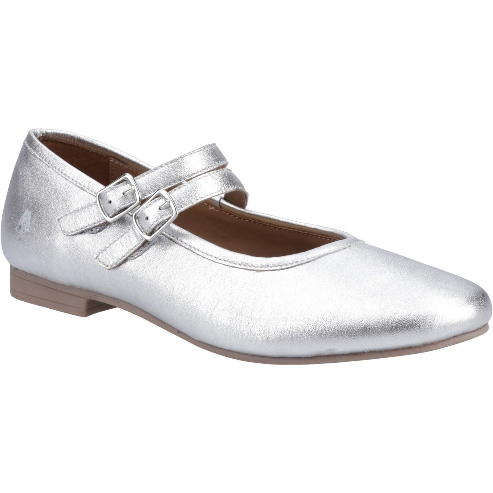 Hush Puppies Nancy Mary Jane Chaussures Plates En Cuir Pour Femmes Couleur Argent