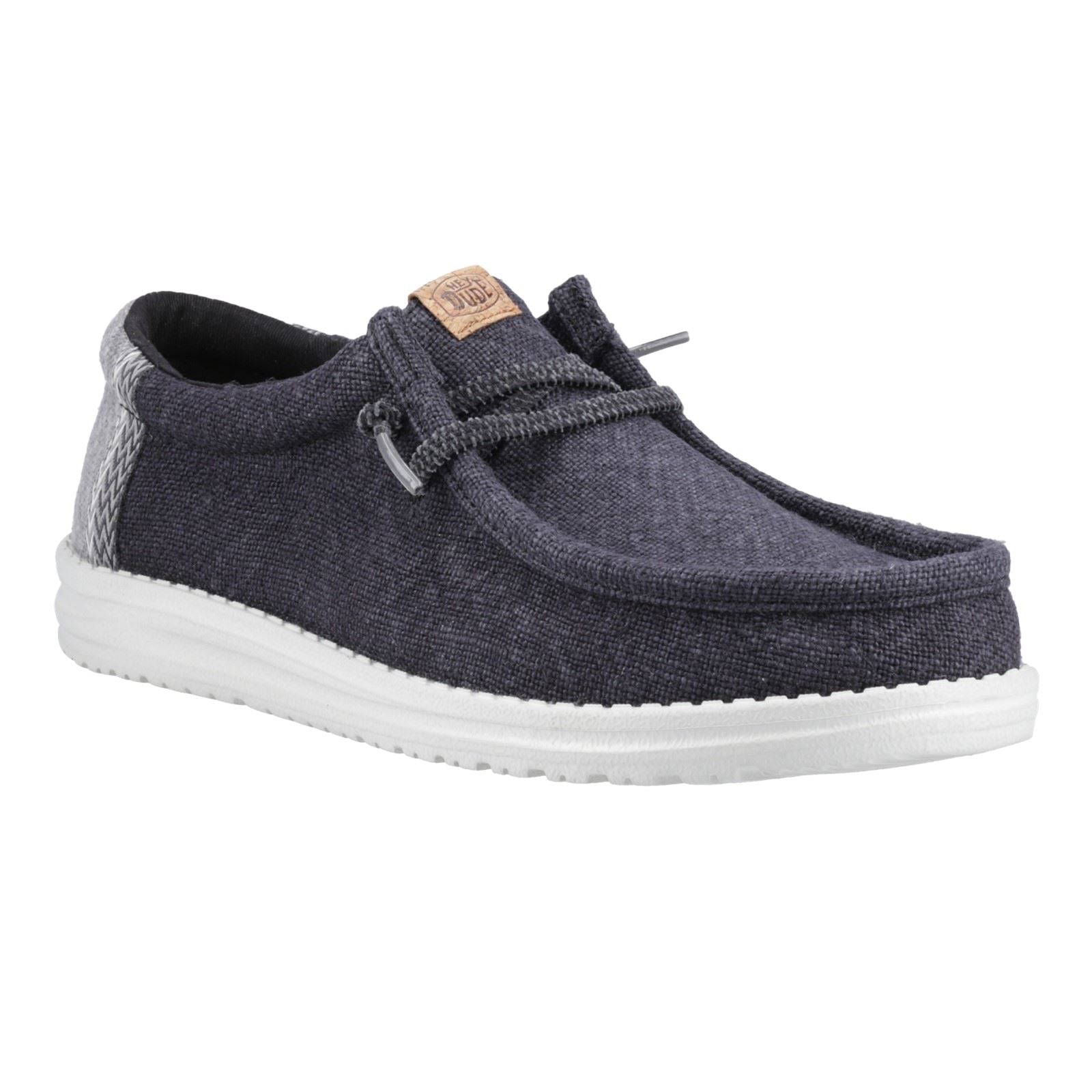 HEYDUDE Wally Jute Chaussures Mocassins En Jute Pour Hommes Noir/Granit Gris