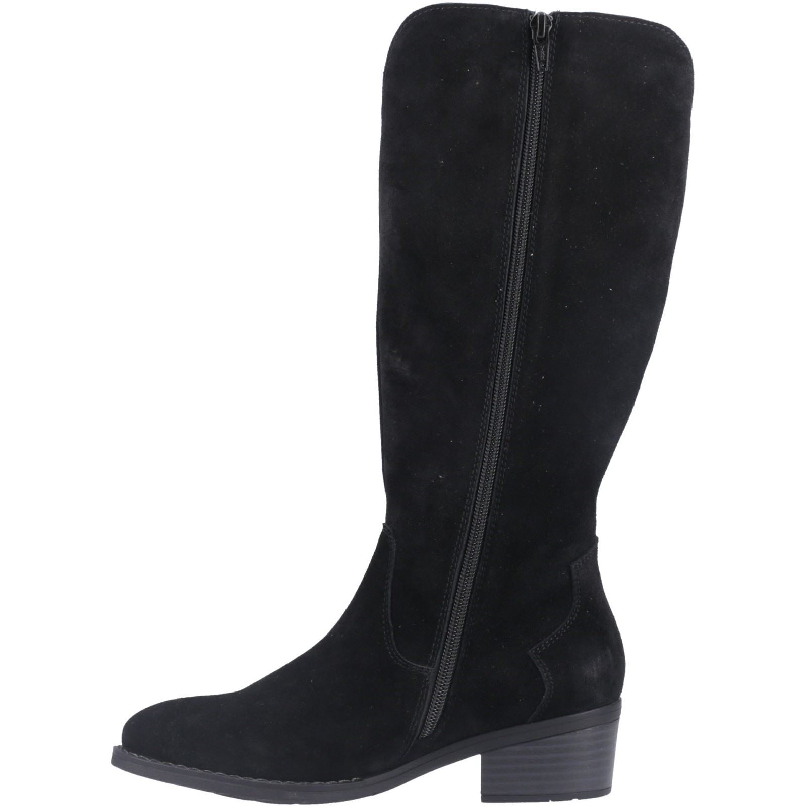 Hush Puppies Isabella Femmes Suédoises Bottes Noires À Talons Hauts Jusqu'aux Genoux