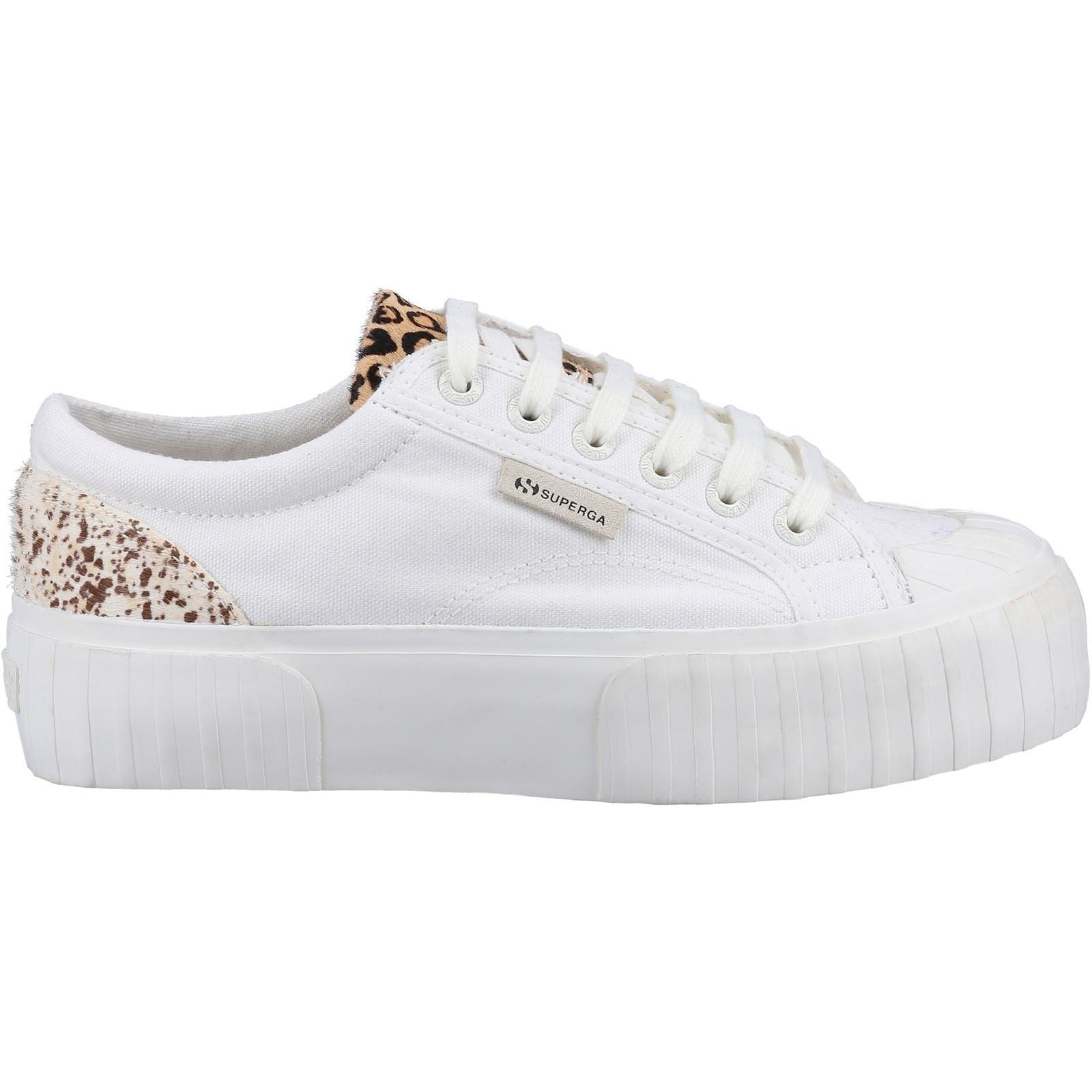 Superga 2631 Calfhair Details Sneakers Blancs Pour Femmes Avec Des Taches De Léopard Avorio.