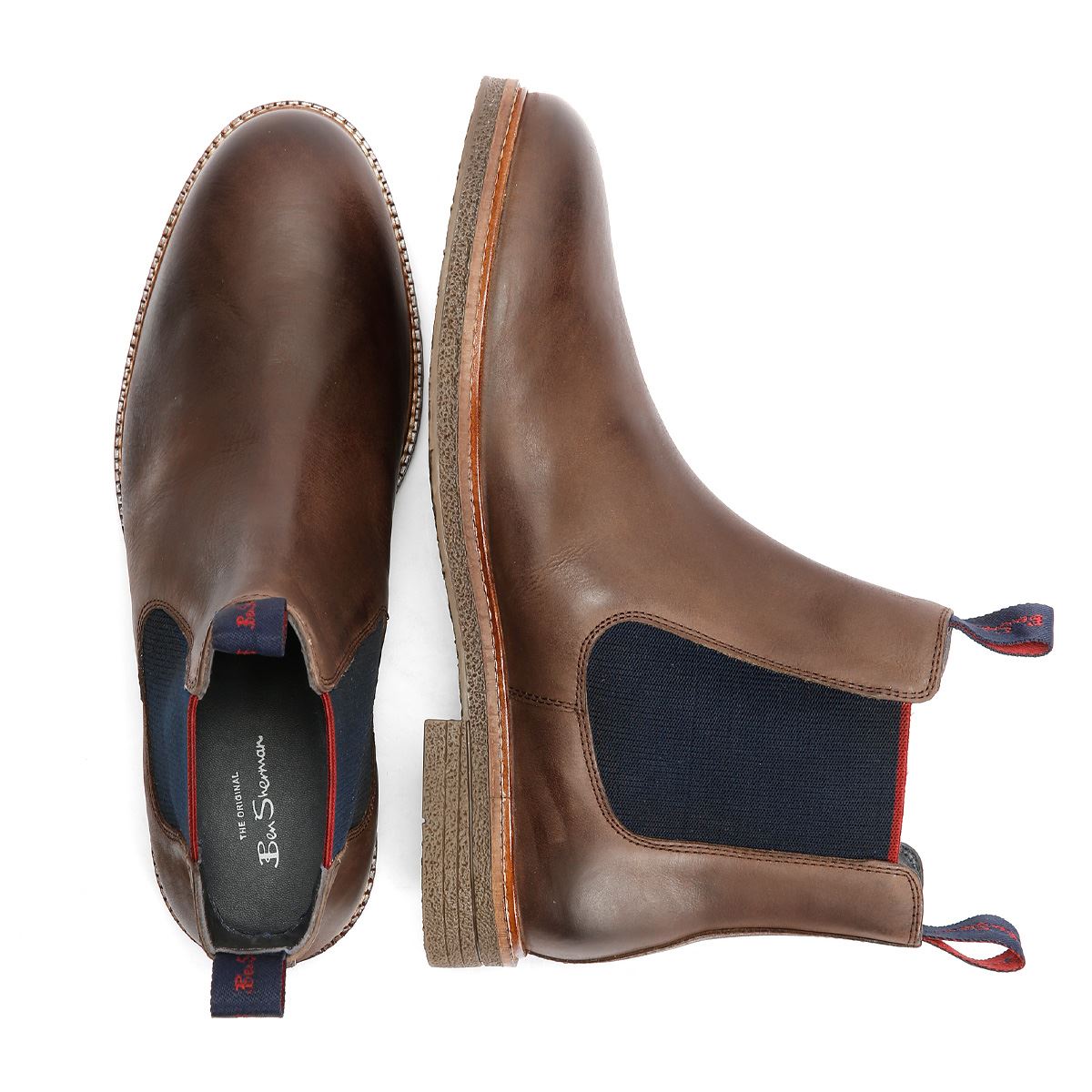 Ben Sherman Walker Chelsea Bottes En Cuir Pour Hommes Marron