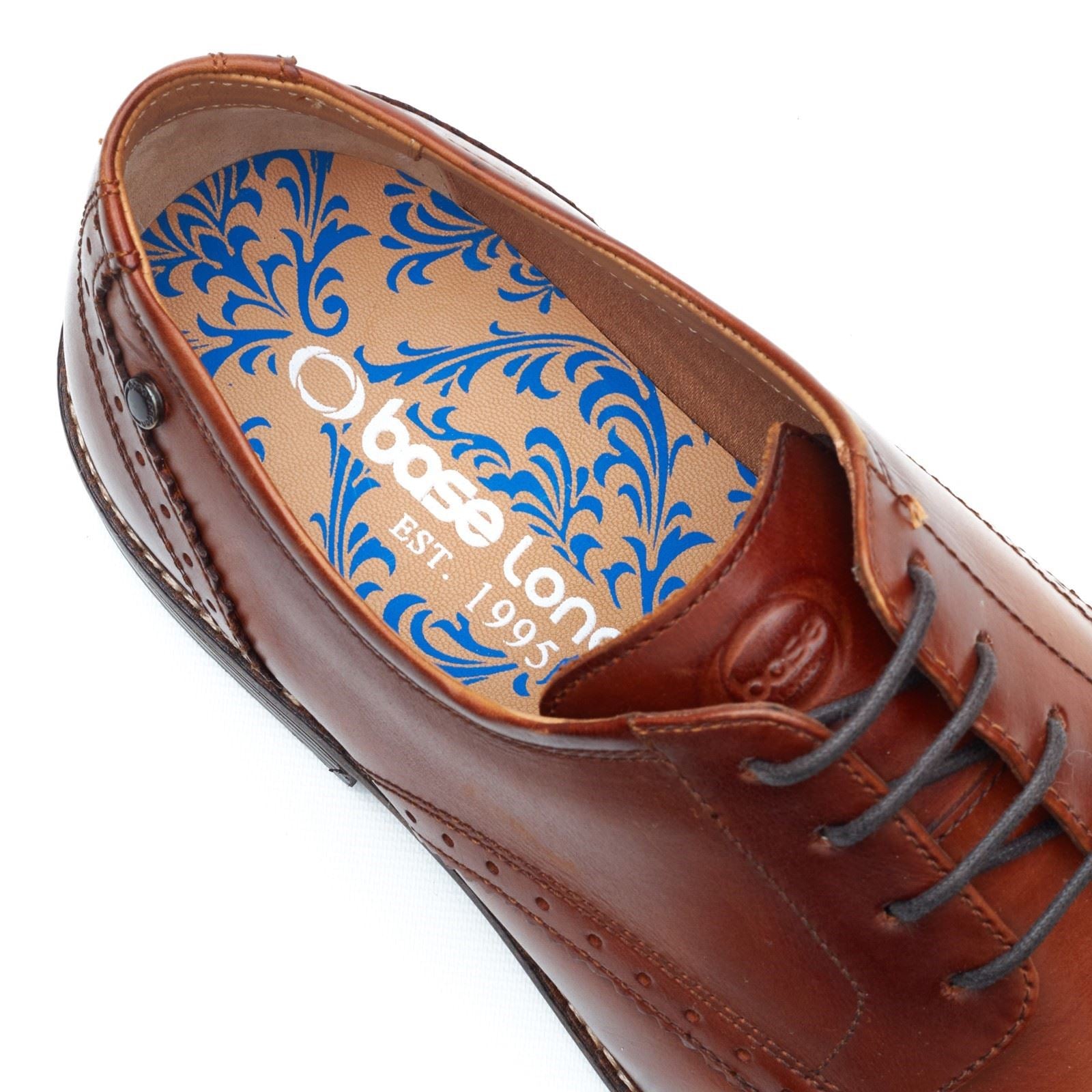 Base London Eton Lace Up Chaussures En Cuir Pour Hommes En Tan Brûlé À Lacets
