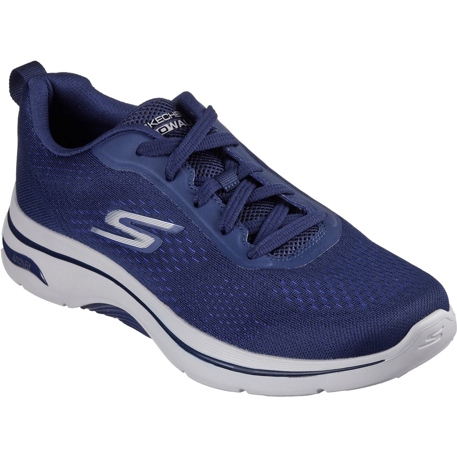 Skechers Go Walk Arch Fit 2.0 Idyllic Baskets Homme En Toile Bleu Marine