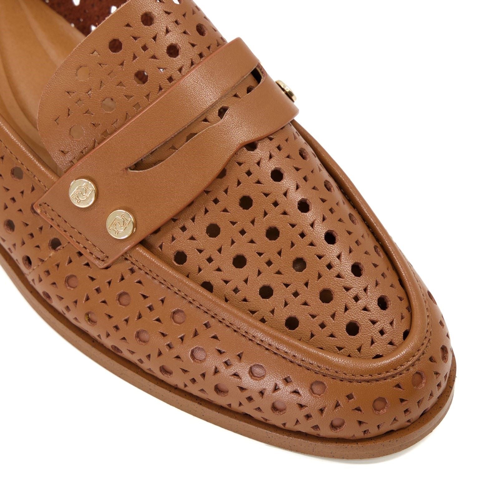 Dune Glimmered Mocassins En Cuir Pour Femmes, Couleur Fauve