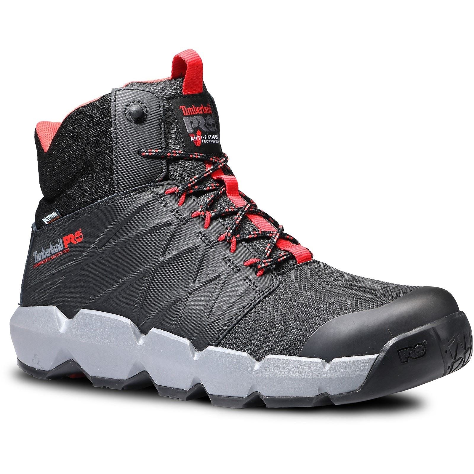 Timberland Pro Bottes De Sécurité Morphix En Cuir Noir/Rouge De Six Pouces