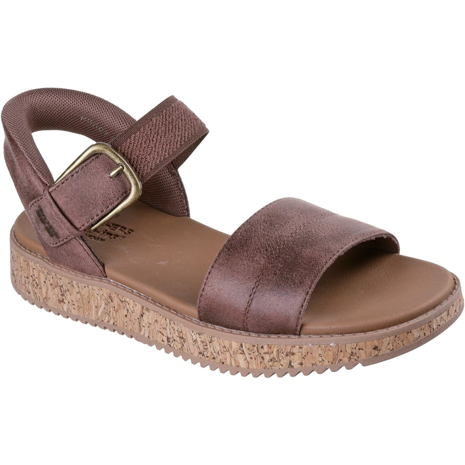 Skechers Bobs Sun Vibe Be Corky Sandales En Chocolat Pour Femmes En Polyester