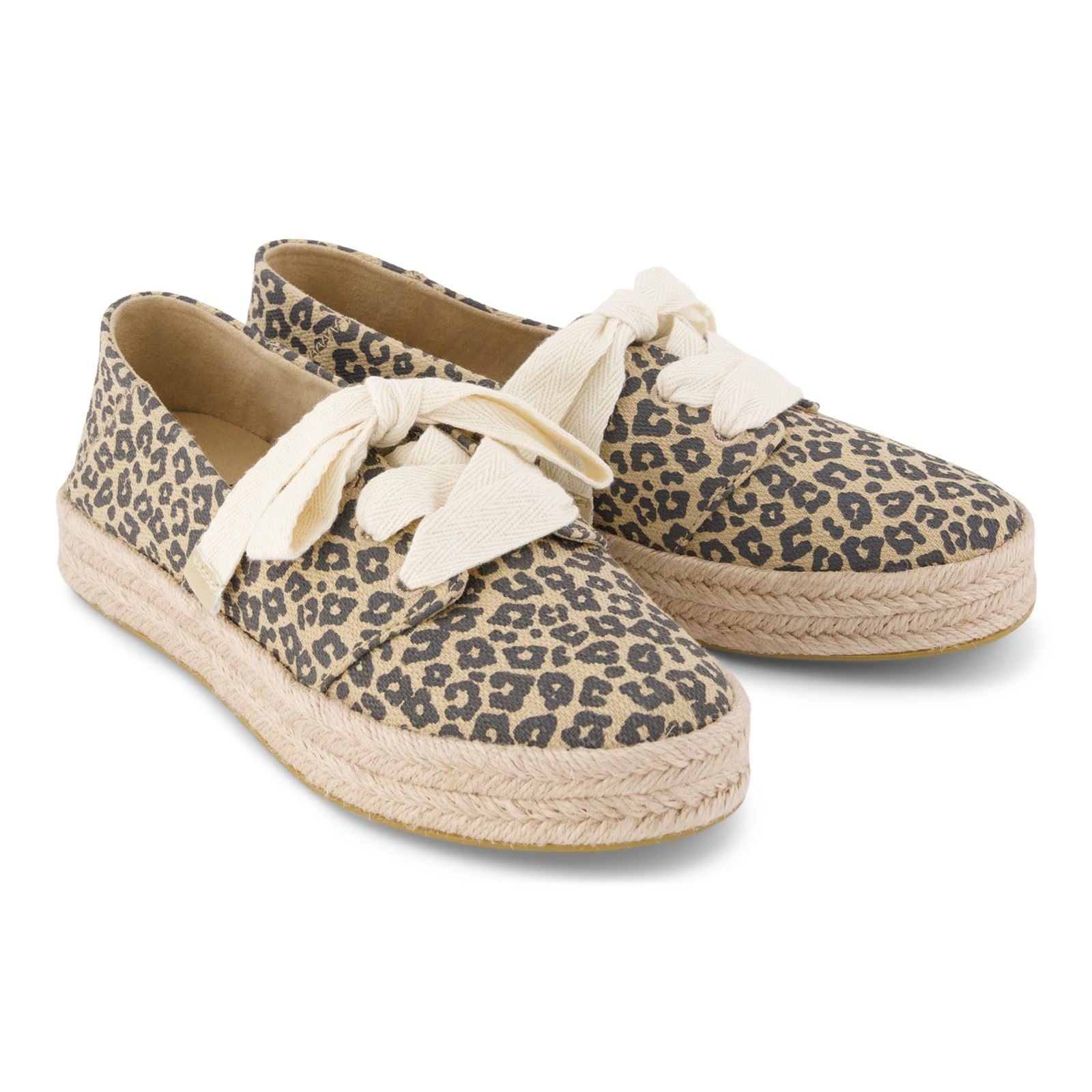 TOMS Carolina Lace Up Espadrilles En Coton Pour Femmes Couleur Avoine