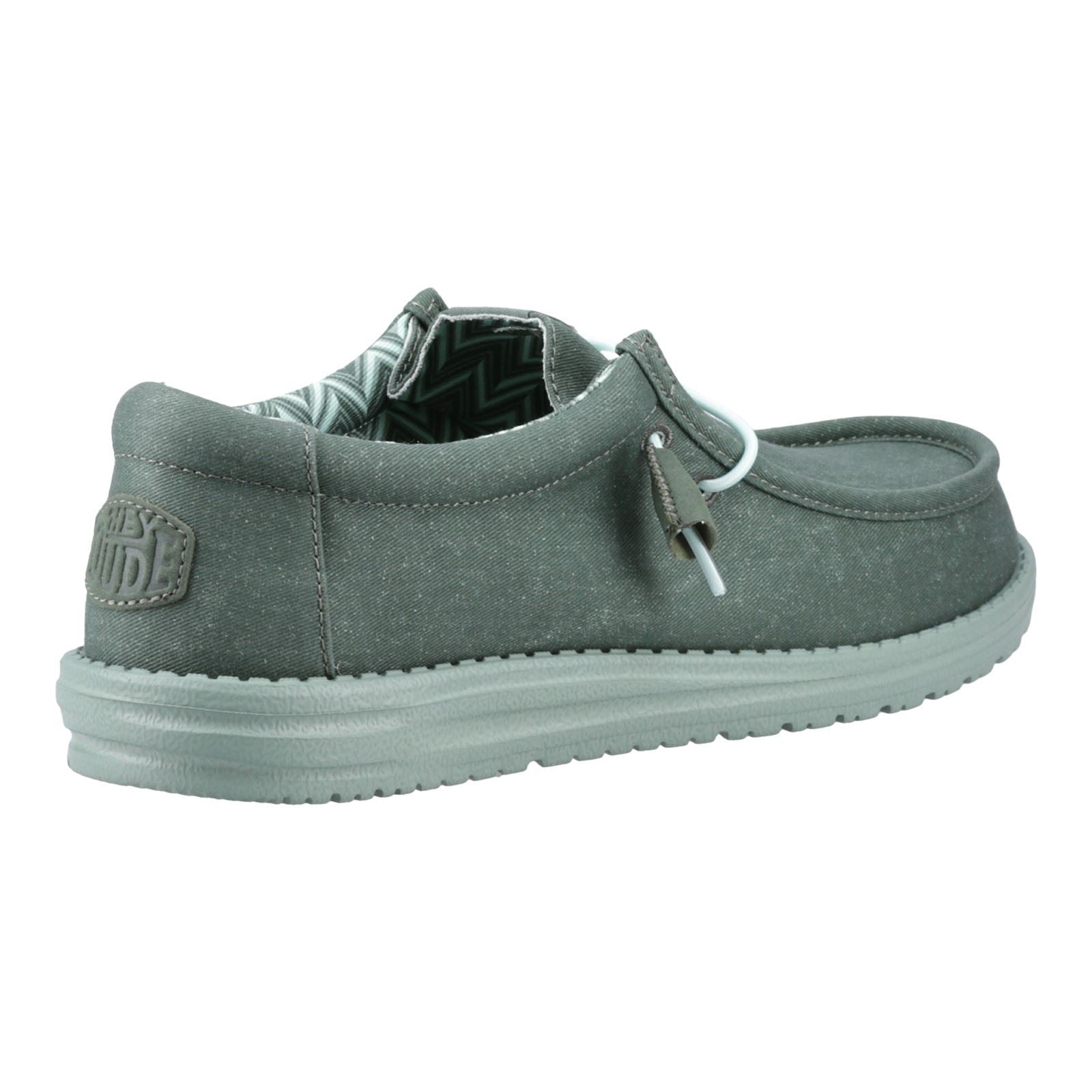 HEYDUDE Wally Canvas Chaussures Mocassins Pour Hommes En 100% Coton Vert Canard/Vert Iceberg